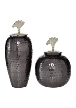 Best Pirce ⌛ Modern Metal Decorative Jars - Set of 2 by Monroe Lane 😍 -Monroe Lane Sales Belk 23275