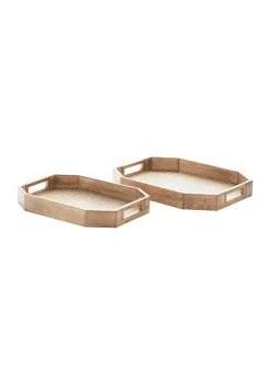 Wholesale 💯 Traditional Metal Tray - Set of 2 by Monroe Lane ✔️ -Monroe Lane Sales Belk 23350