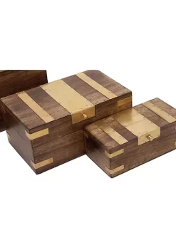 Best Sale 🔥 Traditional Mango Wood Box - Set of 3 by Monroe Lane 💯 -Monroe Lane Sales Belk 23393