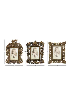 Flash Sale 🎉 Traditional Polystone Photo Frame - Set of 3 by Monroe Lane 👍 -Monroe Lane Sales Belk 23562