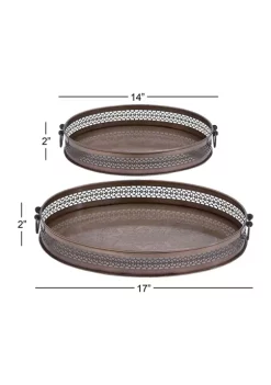 Wholesale ✨ Traditional Metal Tray - Set of 2 by Monroe Lane 🎉 -Monroe Lane Sales Belk 23569