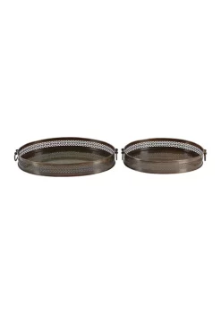 Wholesale ✨ Traditional Metal Tray - Set of 2 by Monroe Lane 🎉 -Monroe Lane Sales Belk 23570