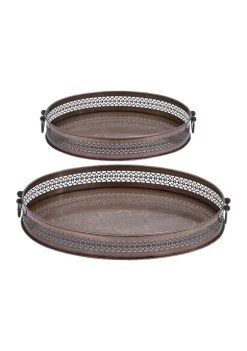 Wholesale ✨ Traditional Metal Tray - Set of 2 by Monroe Lane 🎉 -Monroe Lane Sales Belk 23571