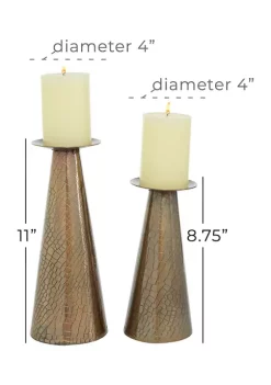 Cheap 😍 Modern Stainless Steel Candle Holder - Set of 2 by Monroe Lane 🔔 -Monroe Lane Sales Belk 23576