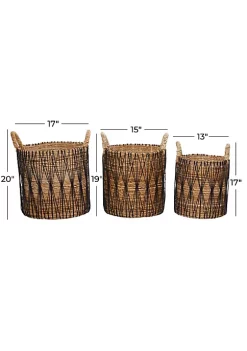 Budget 😀 Bohemian Banana Leaf Storage Basket - Set of 3 by Monroe Lane ⭐ -Monroe Lane Sales Belk 23763