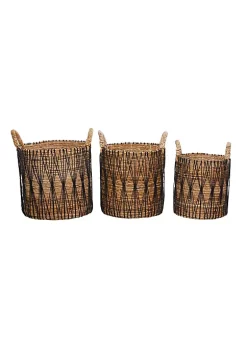 Budget 😀 Bohemian Banana Leaf Storage Basket - Set of 3 by Monroe Lane ⭐ -Monroe Lane Sales Belk 23764