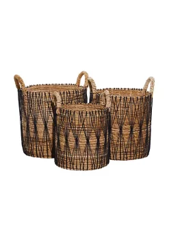 Budget 😀 Bohemian Banana Leaf Storage Basket - Set of 3 by Monroe Lane ⭐ -Monroe Lane Sales Belk 23765