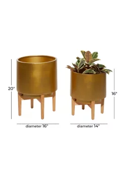 Hot Sale 👍 Contemporary Metal Planter - Set of 2 by Monroe Lane 🔔 -Monroe Lane Sales Belk 23786