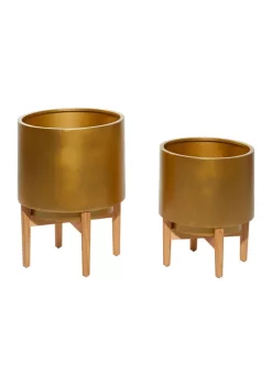 Hot Sale 👍 Contemporary Metal Planter - Set of 2 by Monroe Lane 🔔 -Monroe Lane Sales Belk 23787