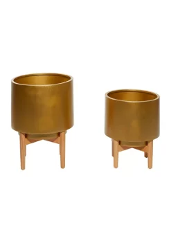 Hot Sale 👍 Contemporary Metal Planter - Set of 2 by Monroe Lane 🔔 -Monroe Lane Sales Belk 23788