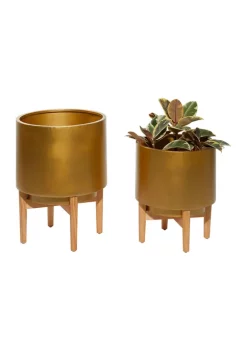 Hot Sale 👍 Contemporary Metal Planter - Set of 2 by Monroe Lane 🔔 -Monroe Lane Sales Belk 23789