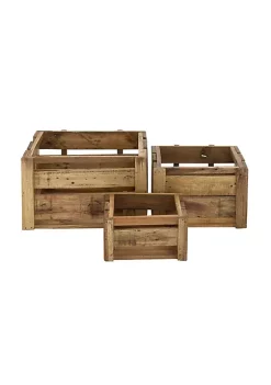 Coupon π Farmhouse Wood Storage Basket - Set of 3 by Monroe Lane π