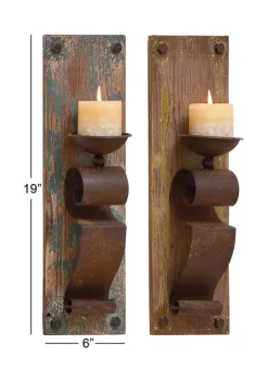 Flash Sale 😉 Rustic Wood Wall Sconce - Set of 2 by Monroe Lane 👏 -Monroe Lane Sales Belk 23933