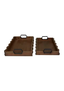 Hot Sale ❤️ Modern Wood Tray - Set of 2 by Monroe Lane 😉 -Monroe Lane Sales Belk 2394