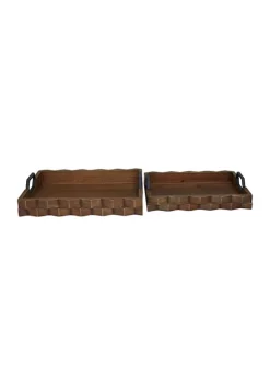 Hot Sale ❤️ Modern Wood Tray - Set of 2 by Monroe Lane 😉 -Monroe Lane Sales Belk 2395