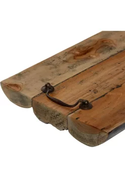 Best Sale 🎉 Rustic Teak Wood Tray - Set of 2 by Monroe Lane 🛒 -Monroe Lane Sales Belk 24006