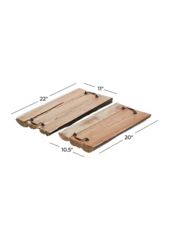 Best Sale 🎉 Rustic Teak Wood Tray - Set of 2 by Monroe Lane 🛒 -Monroe Lane Sales Belk 24007