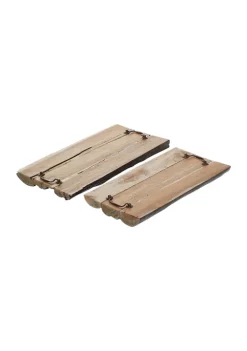 Best Sale 🎉 Rustic Teak Wood Tray - Set of 2 by Monroe Lane 🛒 -Monroe Lane Sales Belk 24008