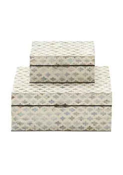 Discount 🛒 Coastal 👩 Mother of Pearl Box - Set of 2 by Monroe Lane 🌟