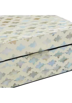 Discount 🛒 Coastal 👩 Mother of Pearl Box - Set of 2 by Monroe Lane 🌟 -Monroe Lane Sales Belk 24039