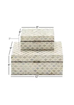 Discount 🛒 Coastal 👩 Mother of Pearl Box - Set of 2 by Monroe Lane 🌟 -Monroe Lane Sales Belk 24040