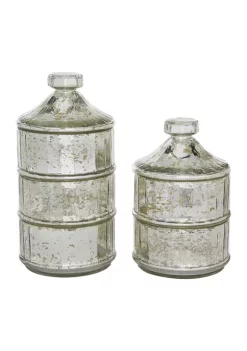 Flash Sale 🔥 Vintage Glass Decorative Jars - Set of 2 by Monroe Lane 😀 -Monroe Lane Sales Belk 24061