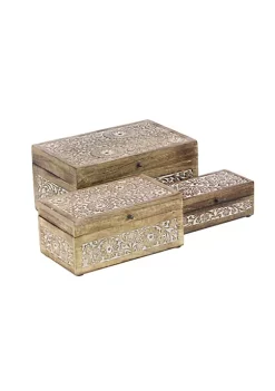 Outlet 🛒 Coastal Mango Wood Box - Set of 3 by Monroe Lane ❤️
