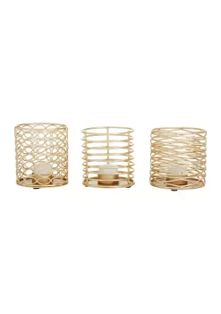 Promo ⌛ Glam Metal Candle Holder - Set of 3 by Monroe Lane 🧨 -Monroe Lane Sales Belk 24253