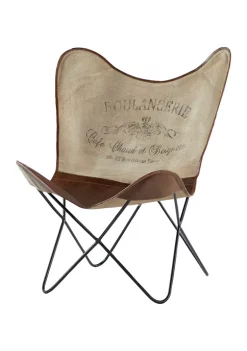 Outlet 😉 Rustic Canvas Butterfly Chair by Monroe Lane ⌛ -Monroe Lane Sales Belk 24430