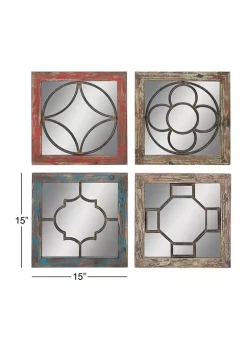 Promo 👍 Ceramic Vintage Wall Mirror - Set of 4 by Monroe Lane ⭐ -Monroe Lane Sales Belk 24464