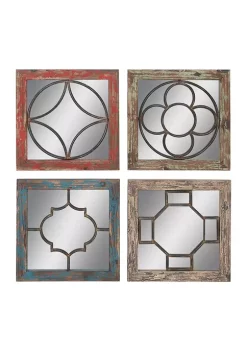 Promo 👍 Ceramic Vintage Wall Mirror - Set of 4 by Monroe Lane ⭐ -Monroe Lane Sales Belk 24465