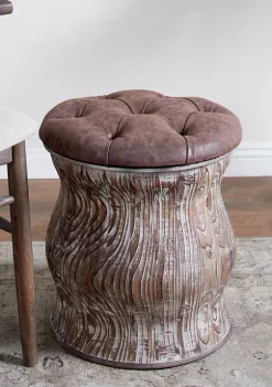 Outlet ⭐ Rustic Wood Storage Stool by Monroe Lane 💯 -Monroe Lane Sales Belk 24476