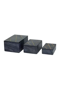 Outlet 🌟 Modern Marble Box - Set of 3 by Monroe Lane ⌛