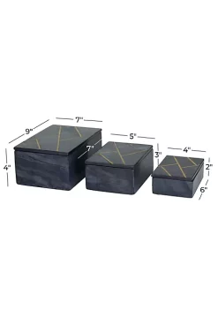 Outlet 🌟 Modern Marble Box - Set of 3 by Monroe Lane ⌛ -Monroe Lane Sales Belk 24583