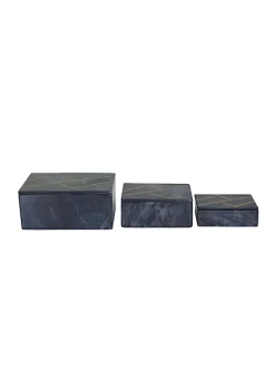Outlet 🌟 Modern Marble Box - Set of 3 by Monroe Lane ⌛ -Monroe Lane Sales Belk 24584