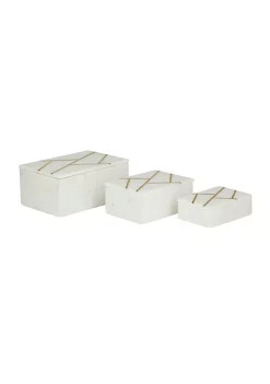 Outlet 🌟 Modern Marble Box - Set of 3 by Monroe Lane ⌛ -Monroe Lane Sales Belk 24585