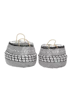 Brand new 🛒 Eclectic Wood Storage Basket - Set of 2 by Monroe Lane 🎁 -Monroe Lane Sales Belk 24685