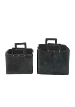 Best reviews of 💯 Modern Leather Storage Basket - Set of 2 by Monroe Lane ❤️ -Monroe Lane Sales Belk 24884