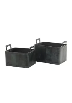 Best reviews of 💯 Modern Leather Storage Basket - Set of 2 by Monroe Lane ❤️ -Monroe Lane Sales Belk 24885