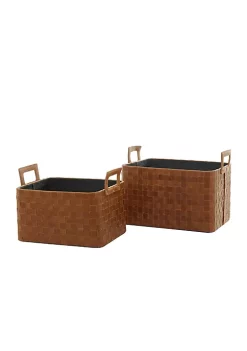Best reviews of 💯 Modern Leather Storage Basket - Set of 2 by Monroe Lane ❤️ -Monroe Lane Sales Belk 24886