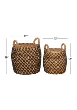 Coupon ✨ Coastal Banana Leaf Storage Basket - Set of 2 by Monroe Lane ✨ -Monroe Lane Sales Belk 24941