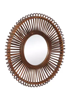 Budget 🔥 Bohemian Wood Wall Mirror by Monroe Lane 🎉 -Monroe Lane Sales Belk 25038