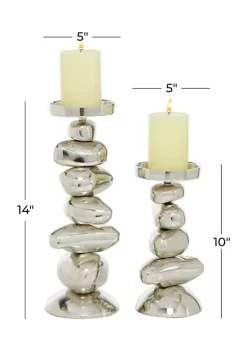 Cheapest 🎉 Contemporary Aluminum Candle Holder - Set of 2 by Monroe Lane 😍 -Monroe Lane Sales Belk 25091