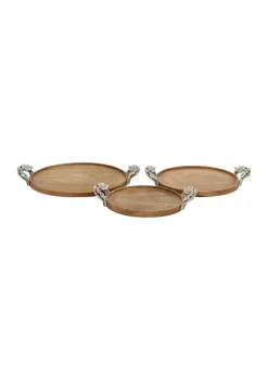 Brand new 𧨠Farmhouse Mango Wood Tray - Set of 3 by Monroe Lane π
