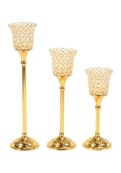 Flash Sale 🌟 Glam Aluminum Hurricane Lamp - Set of 3 by Monroe Lane 👍 -Monroe Lane Sales Belk 25173