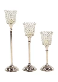 Flash Sale 🌟 Glam Aluminum Hurricane Lamp - Set of 3 by Monroe Lane 👍 -Monroe Lane Sales Belk 25174