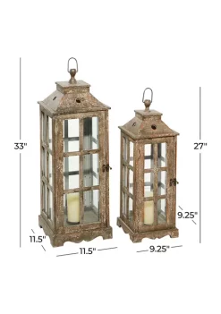 Top 10 🧨 Rustic Wood Candle Lantern - Set of 2 by Monroe Lane 🛒 -Monroe Lane Sales Belk 2541