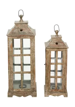 Top 10 🧨 Rustic Wood Candle Lantern - Set of 2 by Monroe Lane 🛒 -Monroe Lane Sales Belk 2542