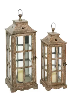 Top 10 🧨 Rustic Wood Candle Lantern - Set of 2 by Monroe Lane 🛒 -Monroe Lane Sales Belk 2543