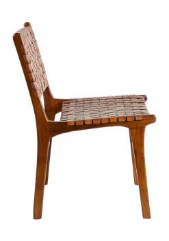 Deals 🔥 Contemporary Teak Wood Dining Chair - Set of 2 by Monroe Lane 🤩 -Monroe Lane Sales Belk 25507